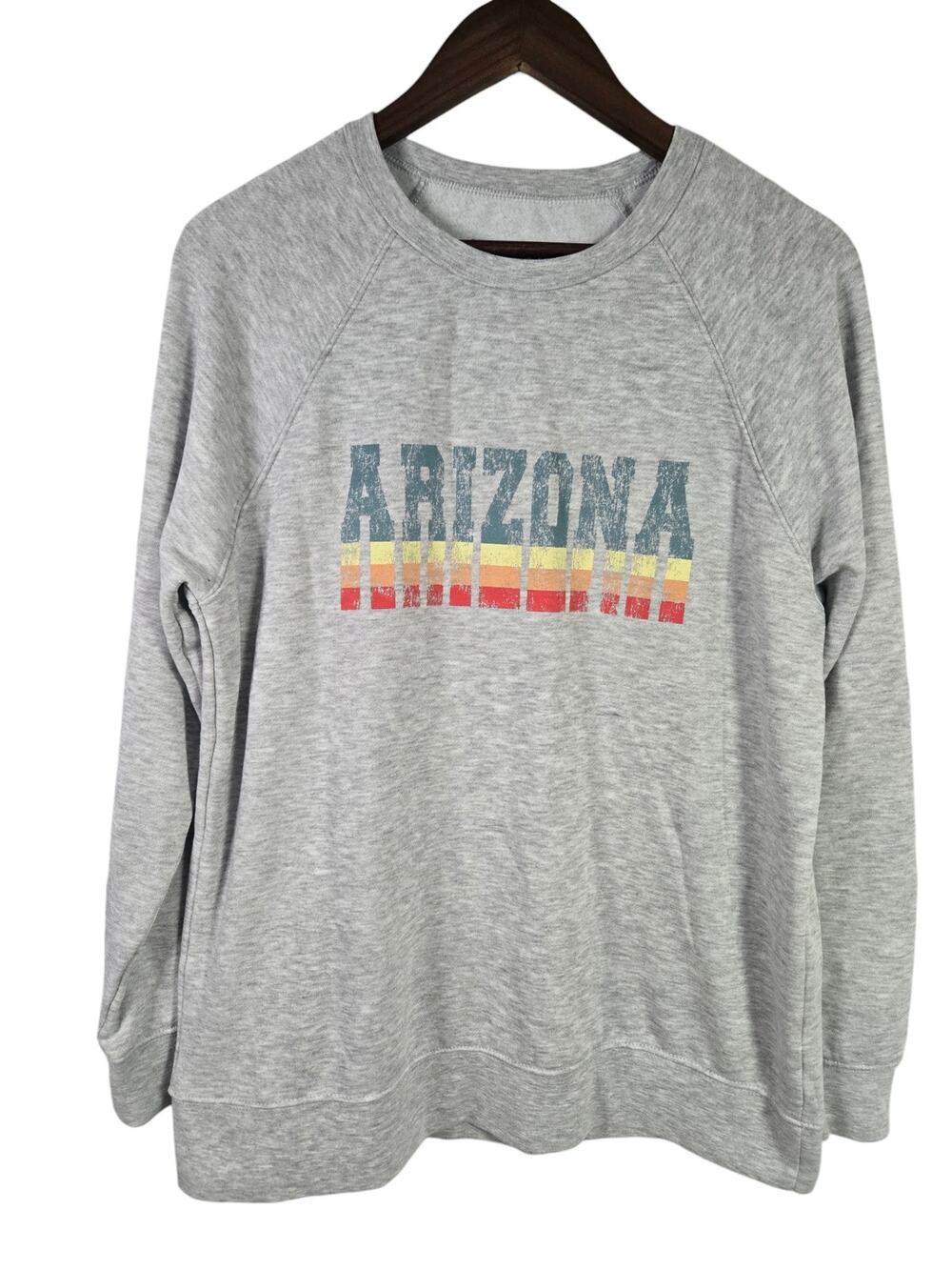 State of Mine Arizona Graphic Fleece Sweatshirt Gray Pullover Large